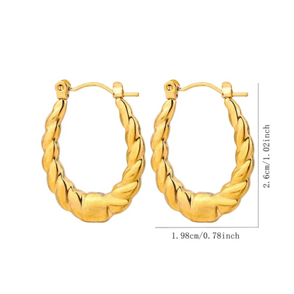 Amoret | Gold Plated Twisted Oval Hoop Earrings