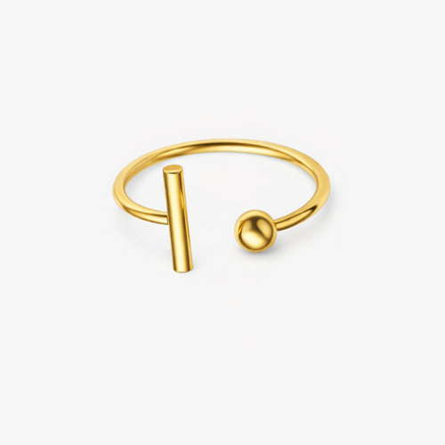 Melissa | Gold & Silver-Plated T-Bar and Ball Resizable Ring