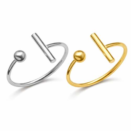 Melissa | Gold & Silver-Plated T-Bar and Ball Resizable Ring