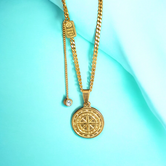 Gigi | Gold Plated Compass Pendant Necklace