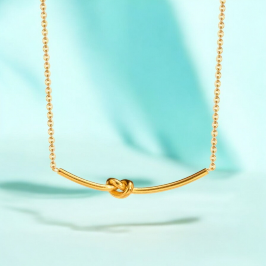 Brooklyn | Gold Plated Knotted Bar Pendant Necklace