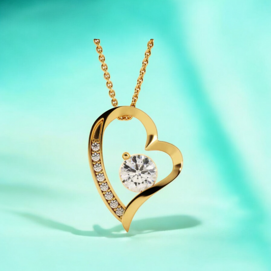 Willow | Gold Plated Heart Charm Necklace with Zircons