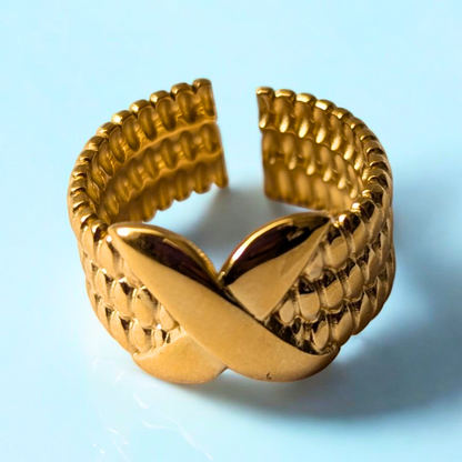 Colleen | Gold Plated Thick X Vintage Resizable Ring