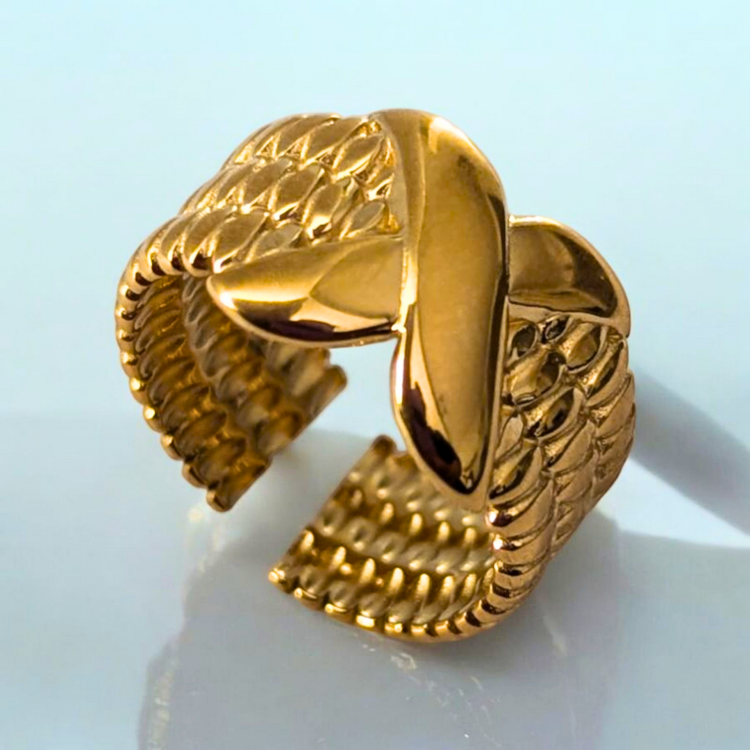 Colleen | Gold Plated Thick X Vintage Resizable Ring