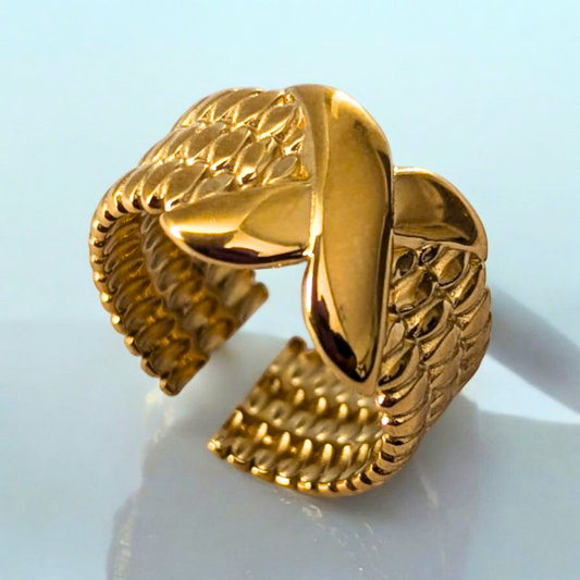Colleen | Gold Plated Thick X Vintage Resizable Ring