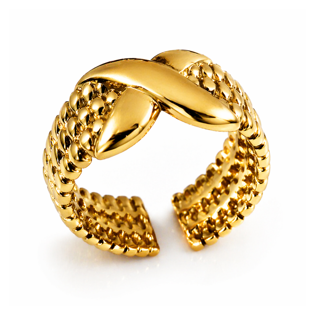 Colleen | Gold Plated Woven Open Cuff Ring