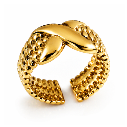 Colleen | Gold Plated Woven Open Cuff Ring