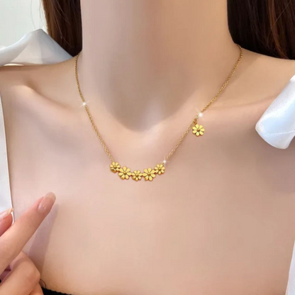 Lilliana | Gold-Plated Six-Flower Motif Waterproof Necklace