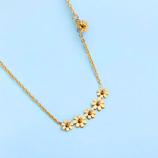 Lilliana | Gold-Plated Six-Flower Motif Waterproof Necklace