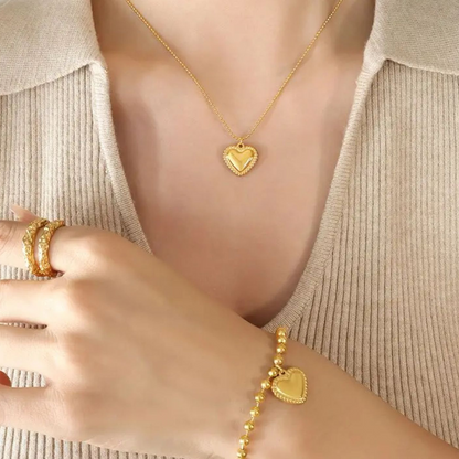 Cassidy | Gold Plated Solid Love Heart Pendant Necklace