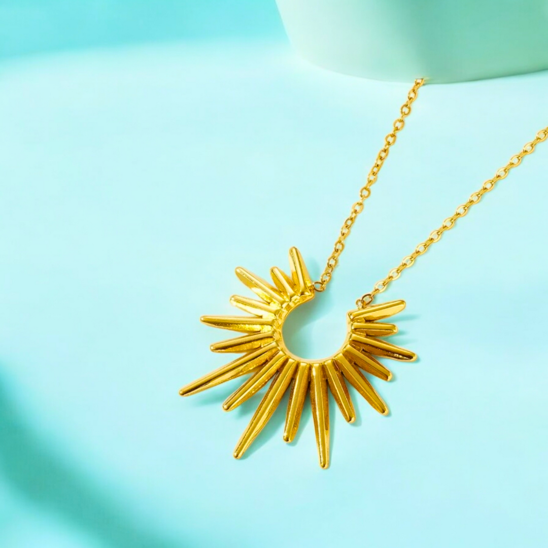 Rhianne | Gold Plated Sunflower Sun Pendant Necklace