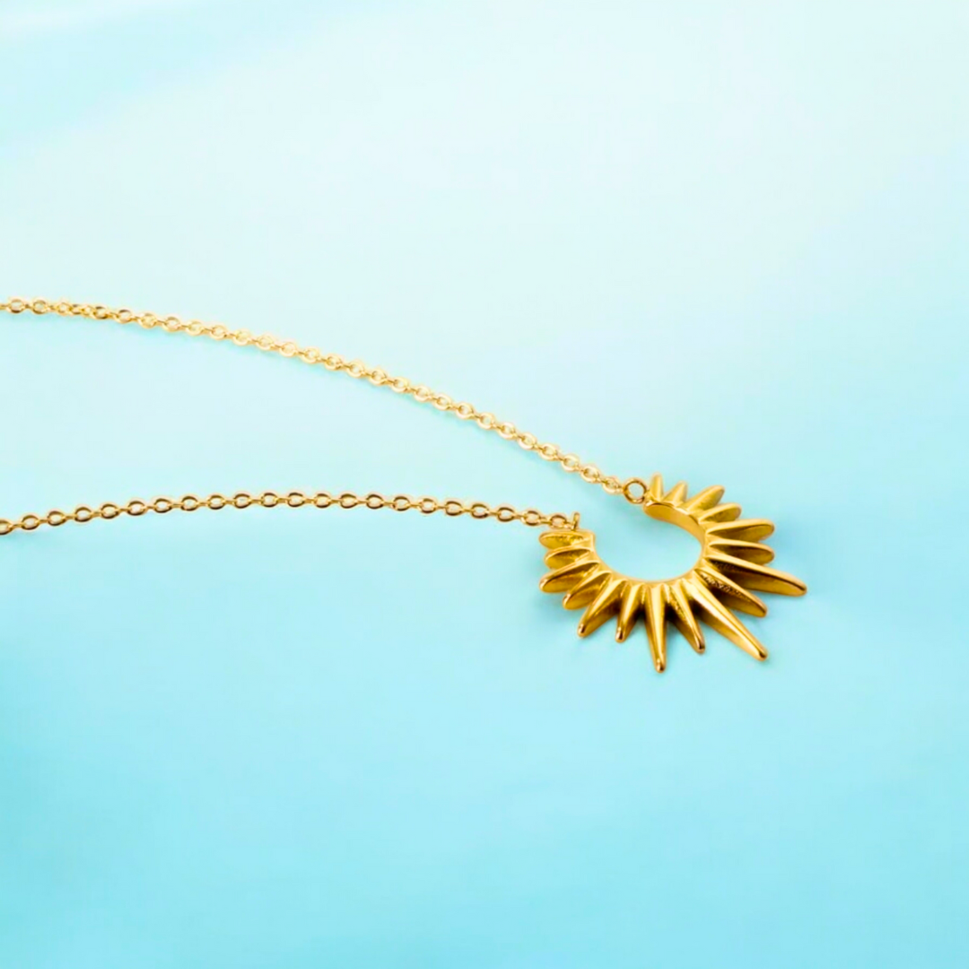 Rhianne | Gold Plated Sunflower Sun Pendant Necklace