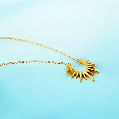 Rhianne | Gold Plated Sunflower Sun Pendant Necklace