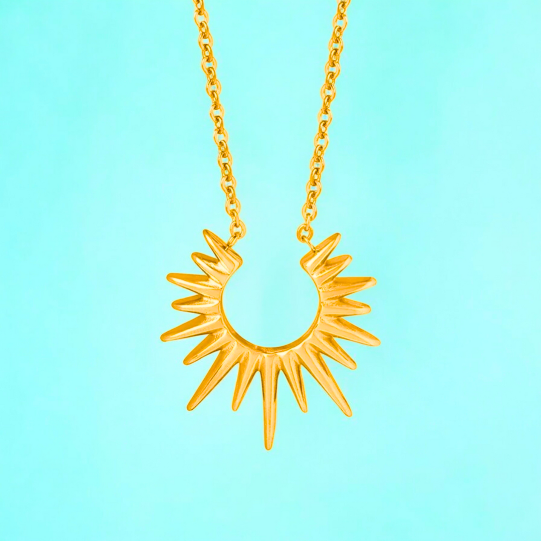 Rhianne | Gold Plated Sunflower Sun Pendant Necklace