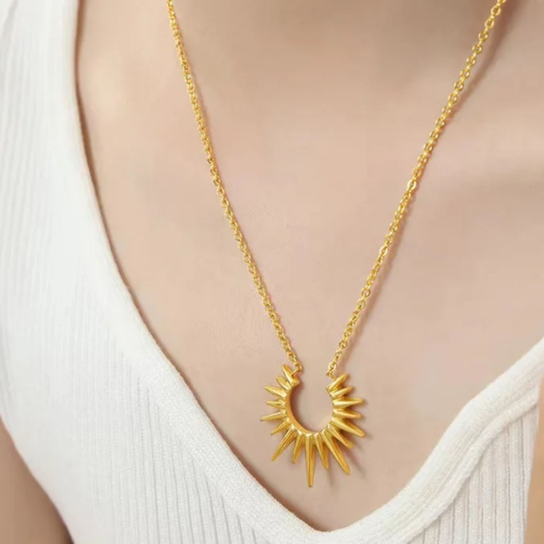 Rhianne | Gold Plated Sunflower Sun Pendant Necklace