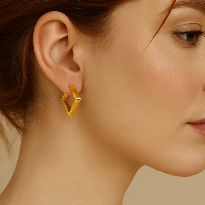 Juliette | Rose Gold Plated Square Geometric Hoop Earrings