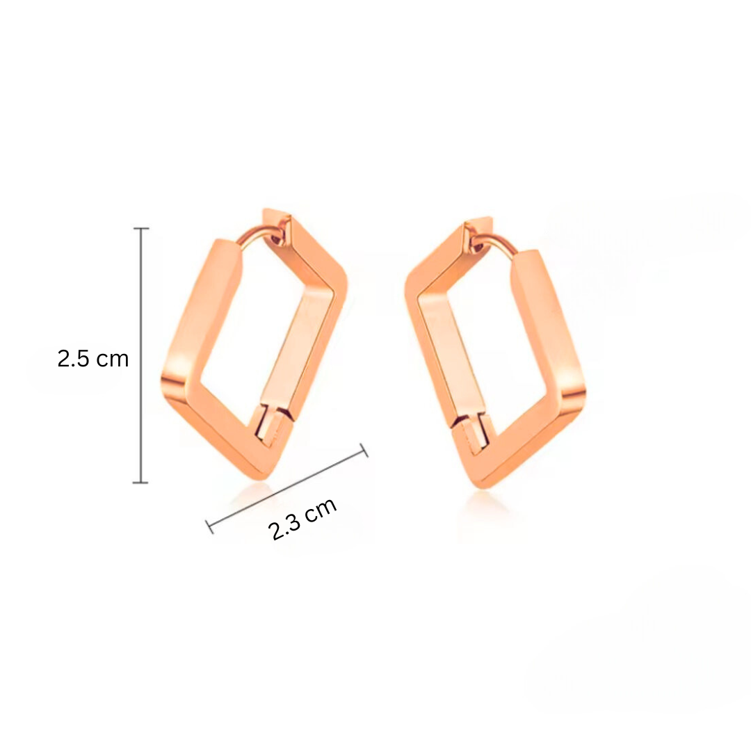 Juliette | Rose Gold Plated Square Geometric Hoop Earrings