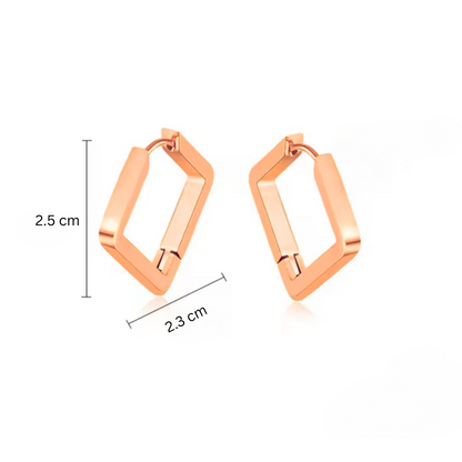 Juliette | Rose Gold Plated Square Geometric Hoop Earrings