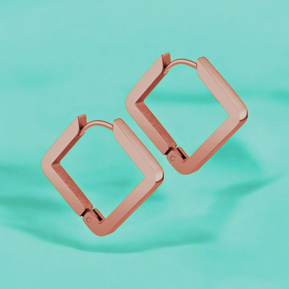 Juliette | Rose Gold Plated Square Geometric Hoop Earrings