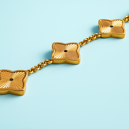 Clover Bracelet - 18K Gold Plated Waterproof Textured Clover Jewellery