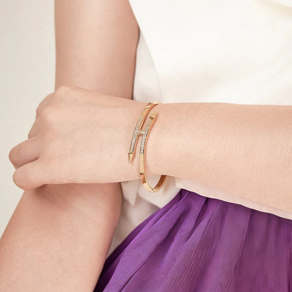 Selena | 18K Gold Plated Zircon Nail Waterproof Bracelet Bangle