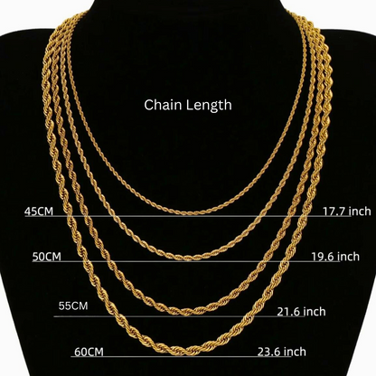 Nessa | Gold Plated Essential Twisted Rope Chain Necklace