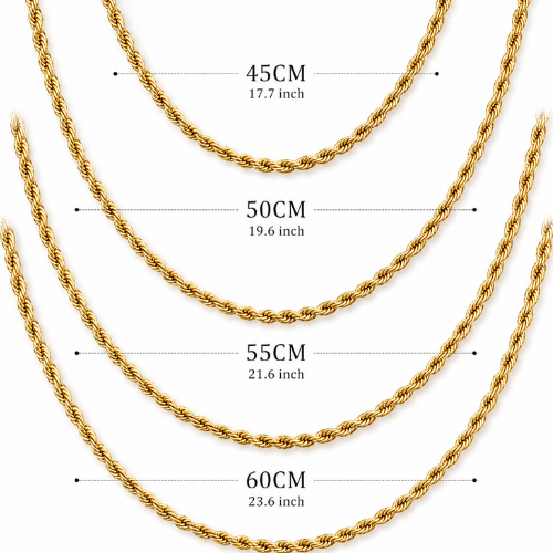 Nessa | Gold Plated Essential Twisted Rope Chain Necklace