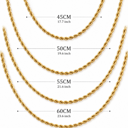 Nessa | Gold Plated Essential Twisted Rope Chain Necklace