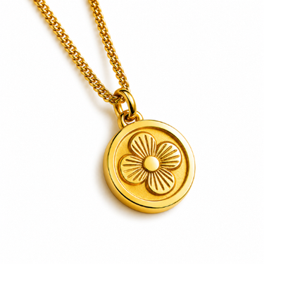 Elizabeth | Gold Plated Clover Coin Pendant Necklace