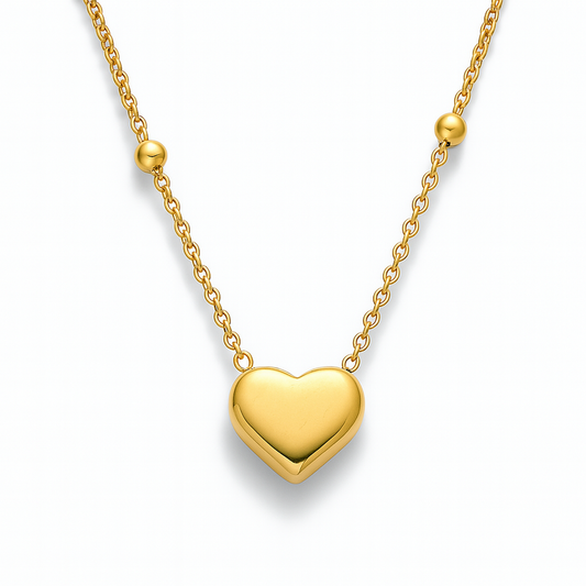 Lenora | Gold (18K) Plated Solid Love Heart Pendant Waterproof Necklace