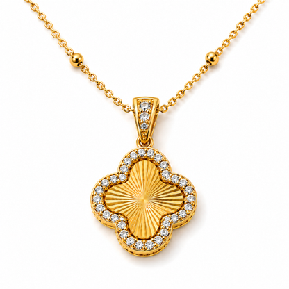 Andrea | Gold Plated Textured Four-Leaf Clover Necklace