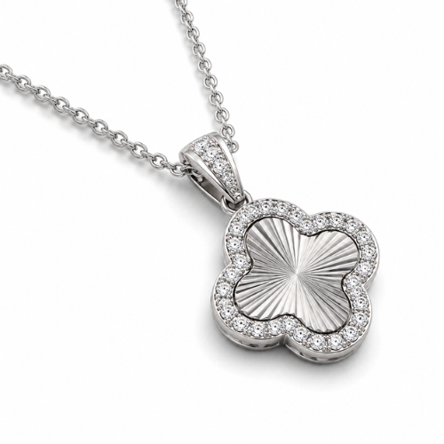 Andrea | Gold Plated Textured Four-Leaf Clover Necklace
