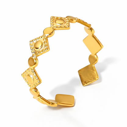 Poppy | Gold Plated Rhombus Resizable Ring