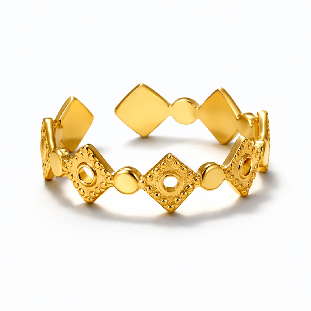 Poppy | Gold Plated Rhombus Resizable Ring