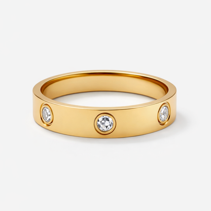 Samira | Gold Plated Circular Inlaid Zircon Waterproof Ring