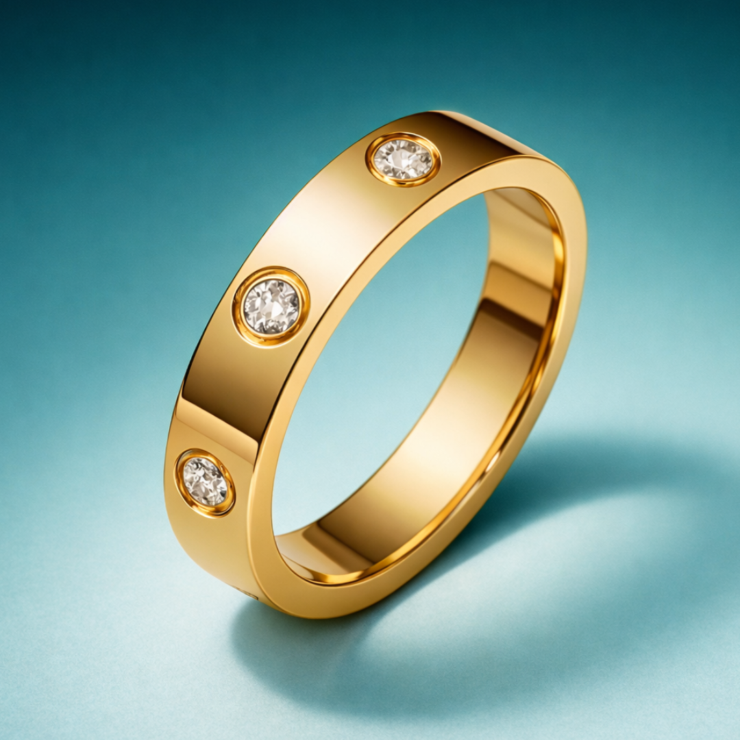 Samira | Gold Plated Circular Inlaid Zircon Waterproof Ring