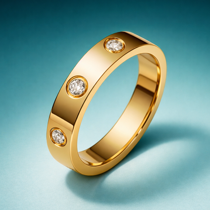 Samira | Gold Plated Circular Inlaid Zircon Waterproof Ring