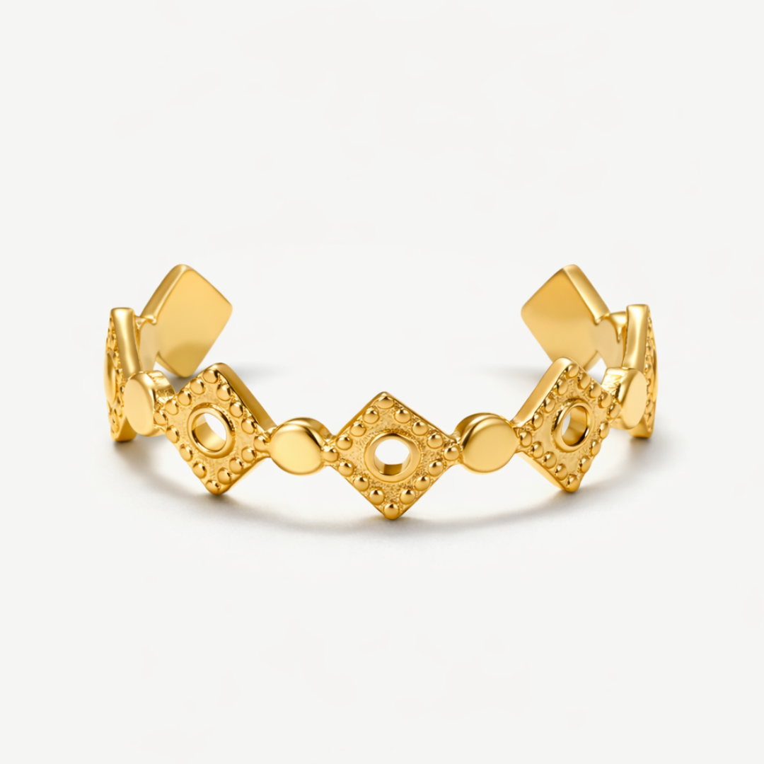 Poppy | Gold Plated Rhombus Resizable Ring