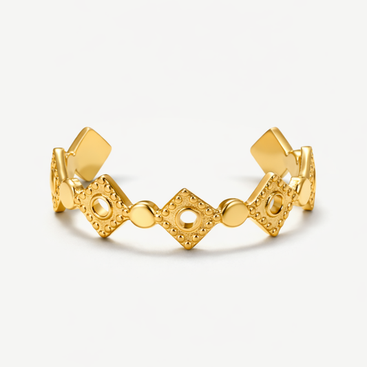 Poppy | Gold Plated Rhombus Resizable Ring
