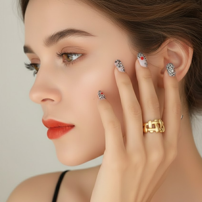 Martina | Gold Plated Irregular Knit Cuff Resizable Ring