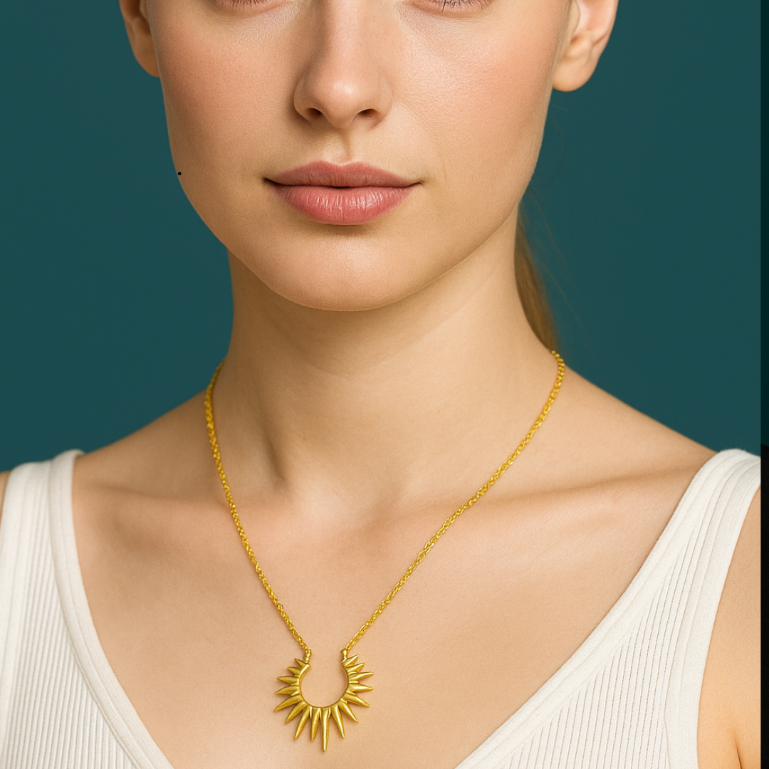 Rhianne | Gold (18K) Plated Sunflower Sun Pendant Waterproof Necklace