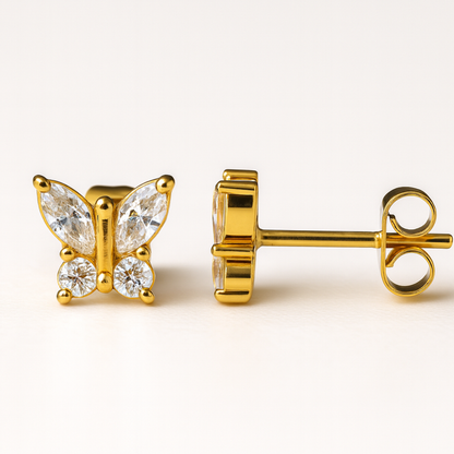 Crystal | 18K Gold-Plated Butterfly Stud Waterproof Earrings