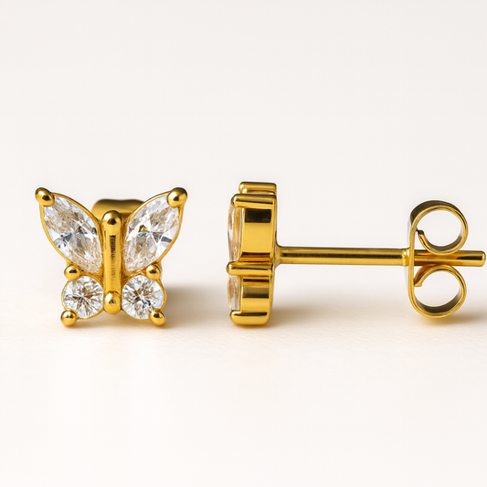 Crystal | 18K Gold-Plated Butterfly Stud Waterproof Earrings