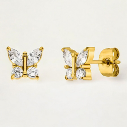 Crystal | 18K Gold-Plated Butterfly Stud Waterproof Earrings
