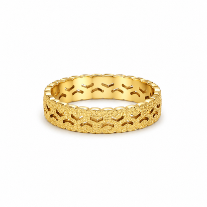 Zyre | Gold Plated Sculpted Lace Band Ring