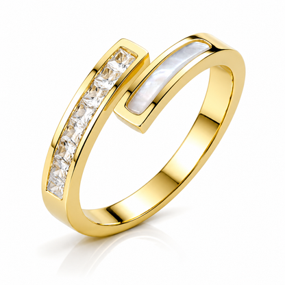 Ambrosia I Gold Plated Celestia Zircon & Shell Ring