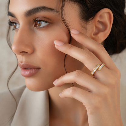 Ambrosia I Gold Plated Celestia Zircon & Shell Ring