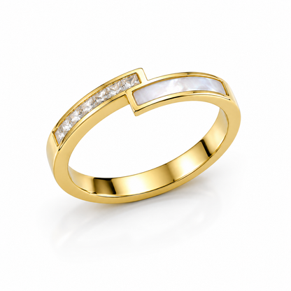 Ambrosia I Gold Plated Celestia Zircon & Shell Ring