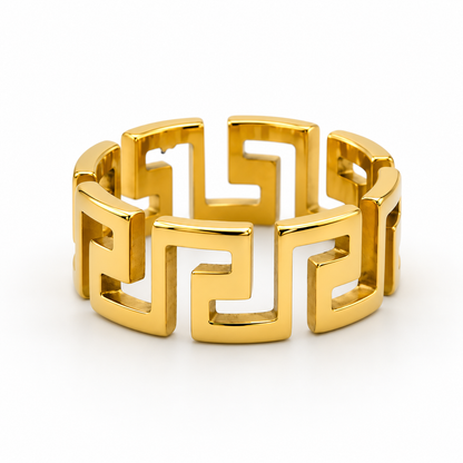 Helios | Luxe Gold-Plated Greek Key Ring