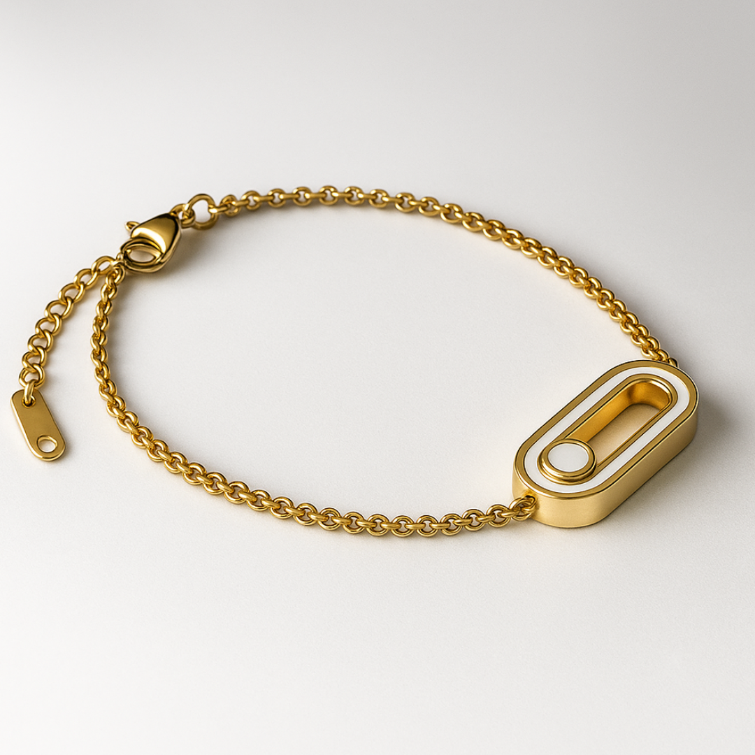 Rachel | 18K Gold Plated Uno Geometric Sliding Ball Waterproof Bracelet